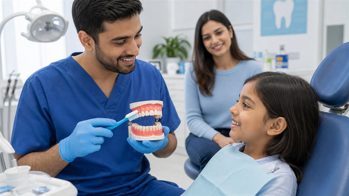 Friendly kids dentistry consultation